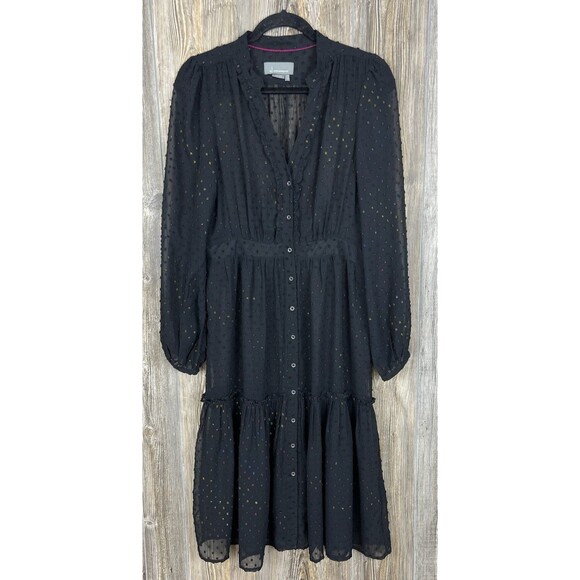 Anthropologie Audrey Clip Dot Size 10 Sheer Lined Midi Whimsigoth Fairygoth - Picture 1 of 16